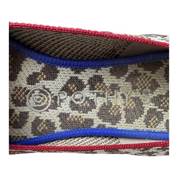 Rothy's Shoes Women 7 Brown Mocha Spot Leopard Ballet Flats Loafers Preppy Knit - Picture 9 of 14